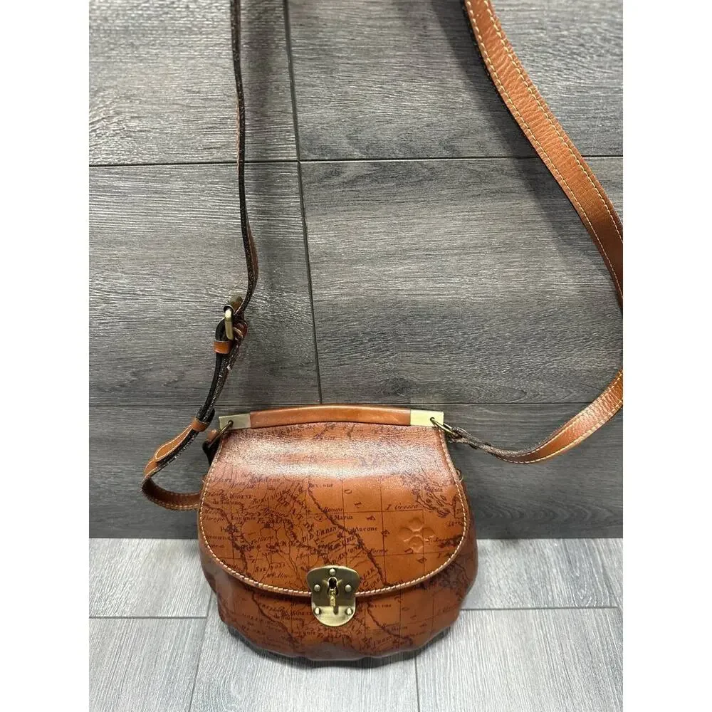 Patricia Nash Leather Veneto Crossbody Bag Signature Map Brown B000579